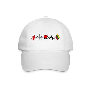 Cardio heart Flag Poland, Lithuania - Baseball Cap - white/white - Front