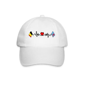 Coeur cardio, drapeau Belgique et drapeau Luxembourg - Casquette classique - blanc/blanc - Devant