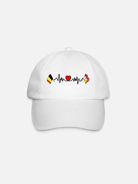 Cardio coeur Drapeau Belgique et drapeau Liège - Casquette classique - blanc/blanc
