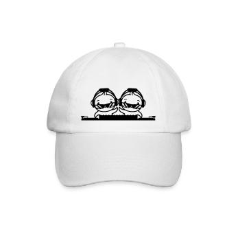 2 Chick Bird DJ Team Duo Mixer Party Music - Baseball Cap - white/white - Front