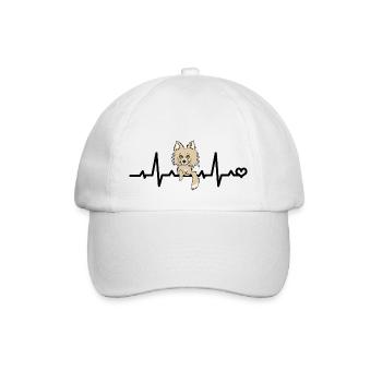 Fréquence cardiaque Chihuahua - Beige Poils longs Chi Chien - Casquette classique - blanc/blanc - Devant