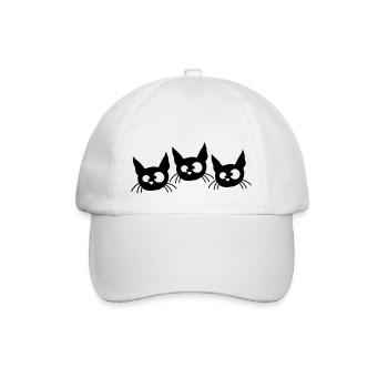 Three Cats Squint Funny 3 Crazy Grimaces - Baseball Cap - white/white - Front