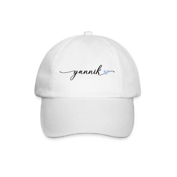 Yannik Name Kalligrafie Schrift - Baseballkappe - Weiß/Weiß - Vorne