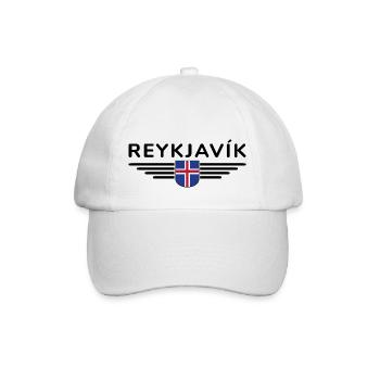 T-shirt Reykjavík – La ville des aurores boréales - Casquette classique - blanc/blanc - Devant