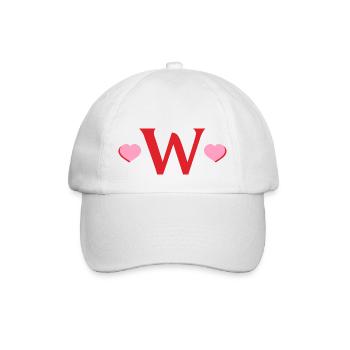 Buchstabe w Rote Herzen - Baseballkappe - Weiß/Weiß - Vorne