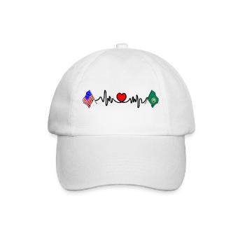 Cardio heart with USA flag and Washington flag - Baseball Cap - white/white - Front