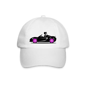 Frau Sportwagen Cabrio Auto - Baseballkappe - Weiß/Weiß - Vorne