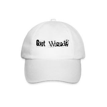 Got Weed Black by Falsches Design - Baseballkappe - Weiß/Weiß - Vorne