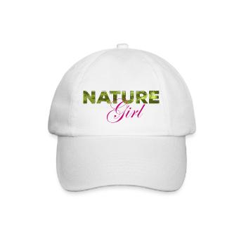 Natur Girl lettering with green texture - Baseball Cap - white/white - Front