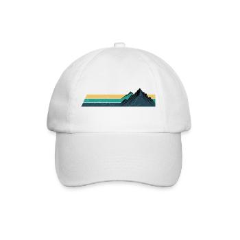 Retro Mountain Sunset Stripes - Baseball Cap - white/white - Front