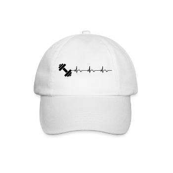 Dumbbell Gym Fitness Bodybuilding ECG Heartbeat - Baseball Cap - white/white - Front
