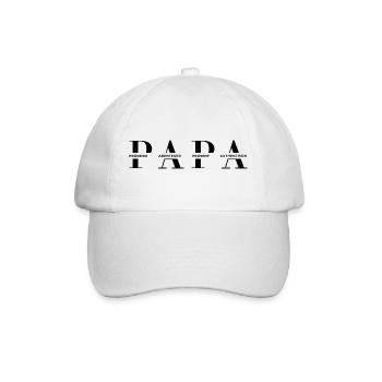Horizontales PAPA Design in Schwarz für helle Mode - Baseballkappe - Weiß/Weiß - Vorne