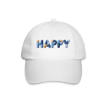 Lettres en tissu heureux Bleu beige raccommodé - Casquette classique - blanc/blanc - Devant
