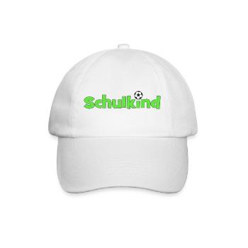 Schulkind mit Fußballball - Baseballkappe - Weiß/Weiß - Vorne