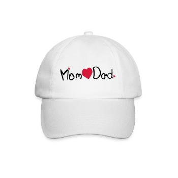 Maman coeur papa txt et coeurs rouges - Casquette classique - blanc/blanc - Devant