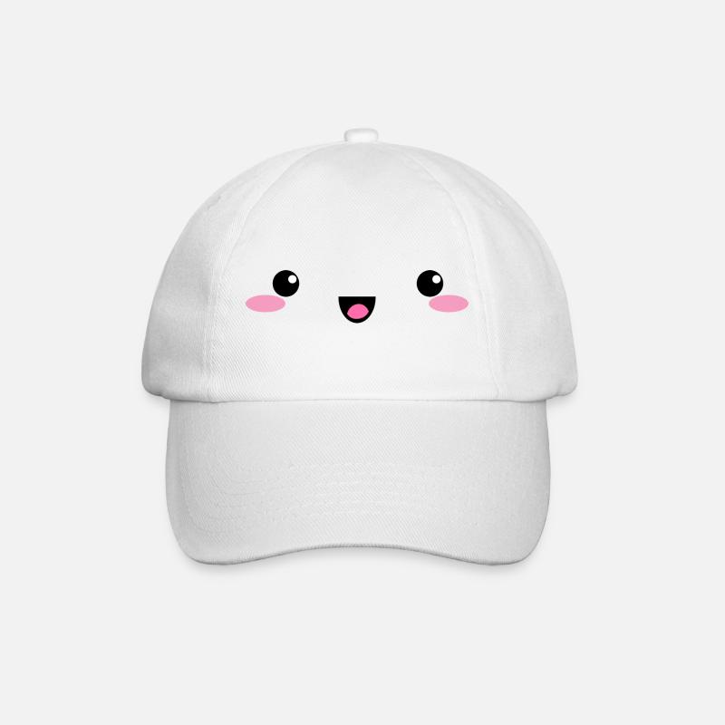 Kawaii Happy - Baseballkappe - Weiß/Weiß