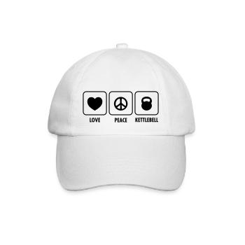 Love, Peace, Kettlebell - Baseball Cap - white/white - Front