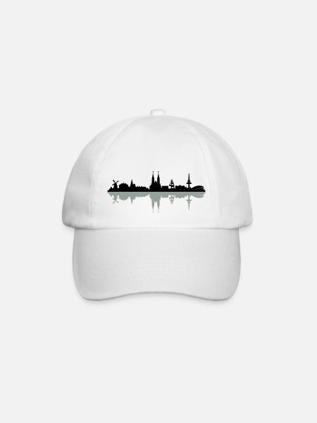 Skyline Bremen Schatten - Baseballkappe - Weiß/Weiß