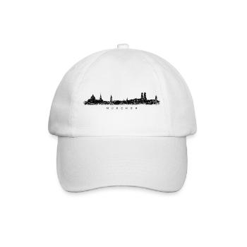München Skyline (Vintage Schwarz) - Baseballkappe - Weiß/Weiß - Vorne