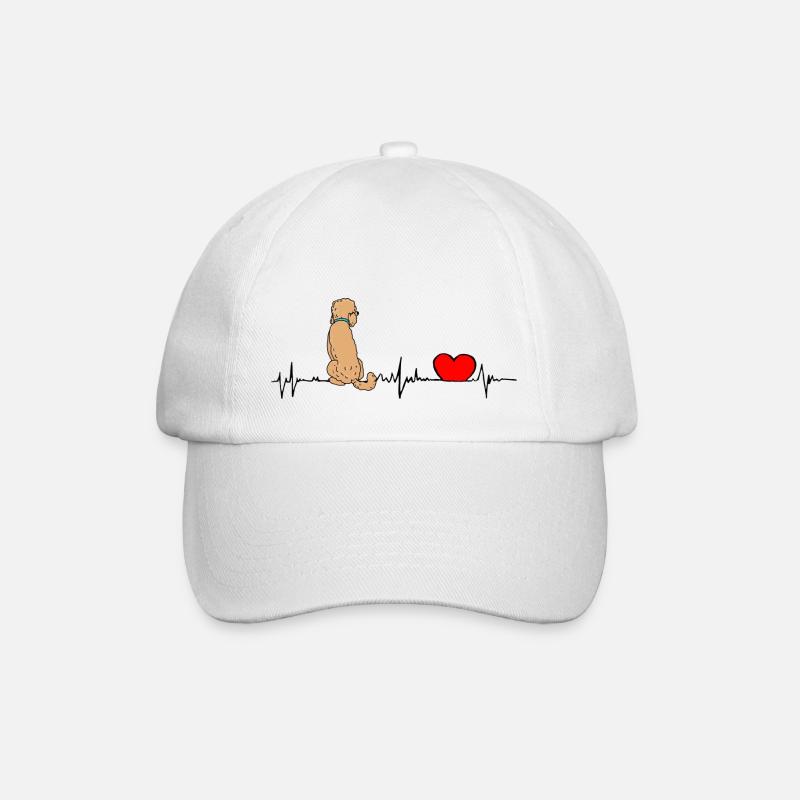Pudel Herzlinie - heartbeat Doodle - Baseballkappe - Weiß/Weiß