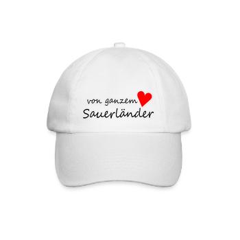 Von ganzem Herzen Sauerländer - Baseballkappe - Weiß/Weiß - Vorne