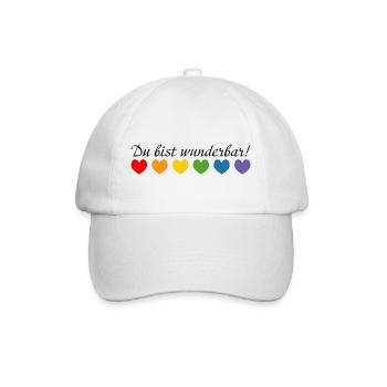 Regenbogenherzchen du bist wunderbar - Baseballkappe - Weiß/Weiß - Vorne