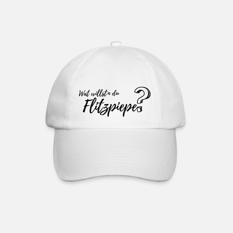 wat willst du Flitzpiepe - Baseballkappe - Weiß/Weiß