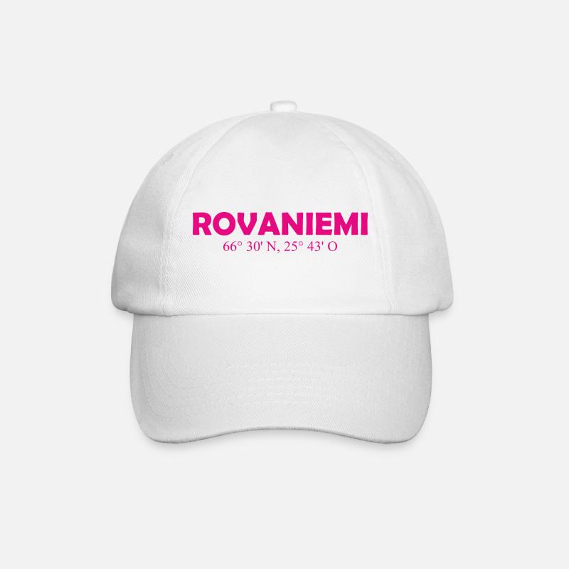 Rovaniemi - Finland - Coordinates - Longitude - Baseballkappe - Weiß/Weiß