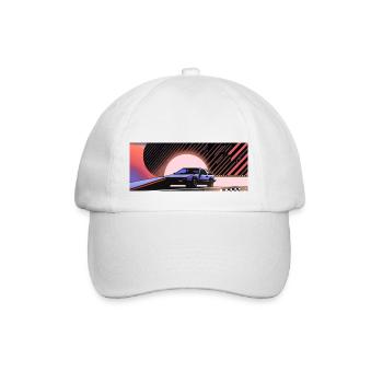 Synthwave sports car car since fiction future - Baseball Cap - white/white - Front