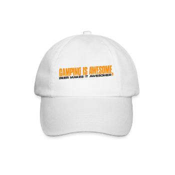 Camping is awesome, beer makes it awesomer 4 - Baseball Cap - white/white - Front