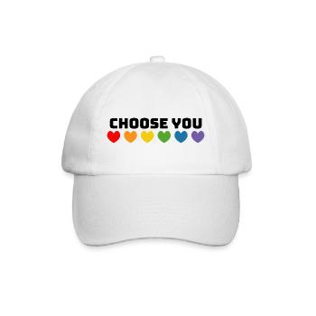 Rainbow hearts choose you black - Baseball Cap - white/white - Front