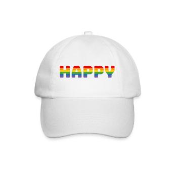 T-shirt arc-en-ciel Pride Happy | LGBT lgbtqi queer - Casquette classique - blanc/blanc - Devant