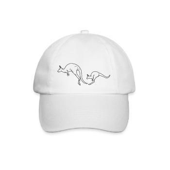 Kangaroo mother and child black and white - Baseball Cap - white/white - Front