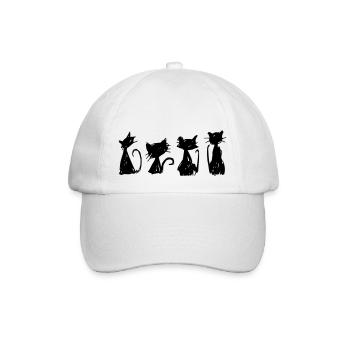 black cats sketches silhouettes drawing hand free hand - Baseball Cap - white/white - Front