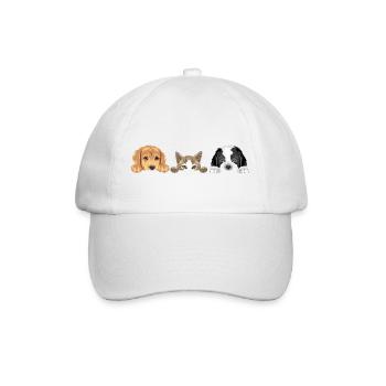 Golden Retriever, chat et chien Saint-Bernard - Casquette classique - blanc/blanc - Devant