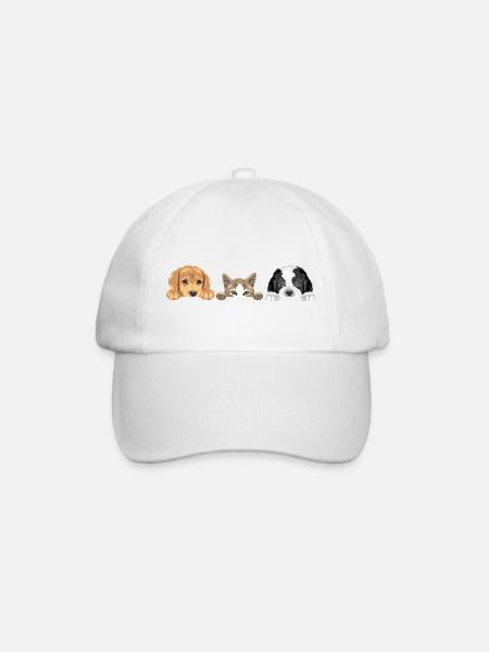 Golden Retriever, chat et chien Saint-Bernard - Casquette classique - blanc/blanc