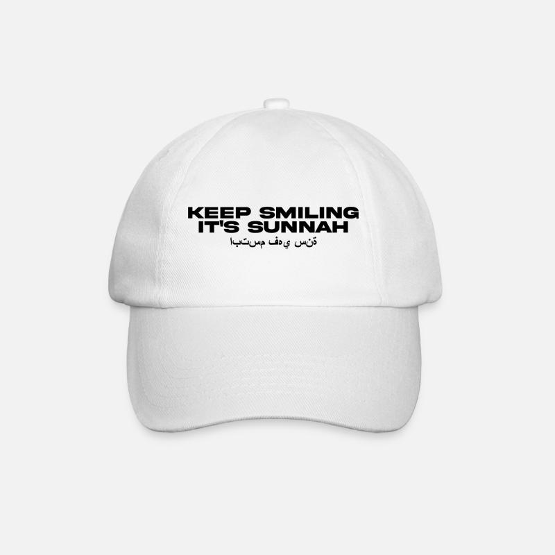 Keep Smiling it's Sunnah - Baseball Cap - white/white