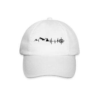 Heartbeat - Compass - Mountain - (7) - Baseball Cap - white/white - Front