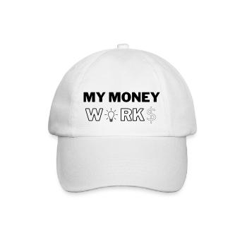 My money works - Börsen Design - Baseballkappe - Weiß/Weiß - Vorne
