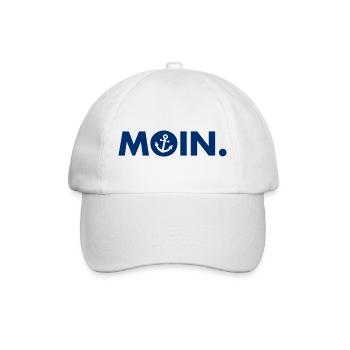 Moin - Guten Morgen - Nordsee - Ostsee - Anker - Baseballkappe - Weiß/Weiß - Vorne