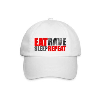 Eat Sleep Rave Repeat Food Sleep Raven Saying - Baseball Cap - white/white - Front