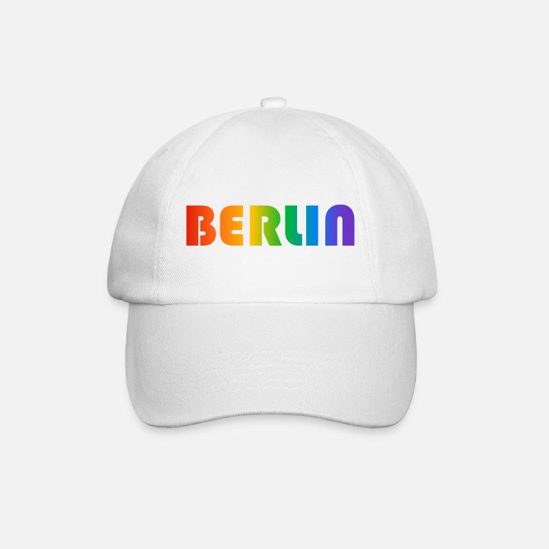 Berliner Regenbogen Text - Baseballkappe - Weiß/Weiß