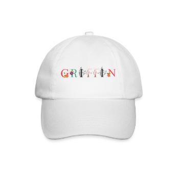 GRIFFIN Namenskunst mit gestickten Blumen - Baseballkappe - Weiß/Weiß - Vorne
