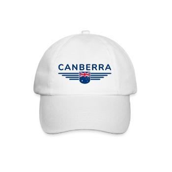 Canberra Australien T-Shirt für Fans und Liebhaber - Baseballkappe - Weiß/Weiß - Vorne