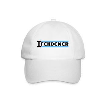 I FUCKED CANCER - Banner Blau (Prostata) - Baseballkappe - Weiß/Weiß - Vorne