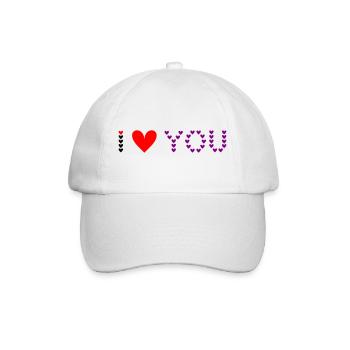 I love you - Herzmuster - Baseballkappe - Weiß/Weiß - Vorne