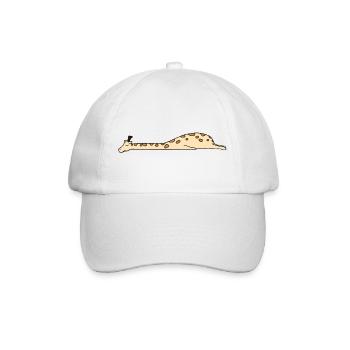 Lazy Stretching Giraffe Cute Funny Animal Art Tee - Baseball Cap - white/white - Front
