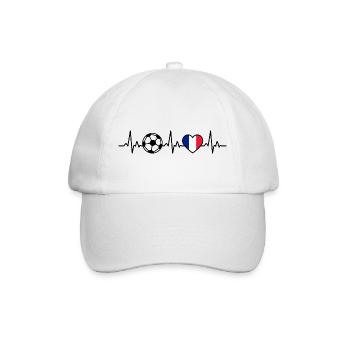 Frankreich Fußball Herzschlag Frankreich - Baseballkappe - Weiß/Weiß - Vorne