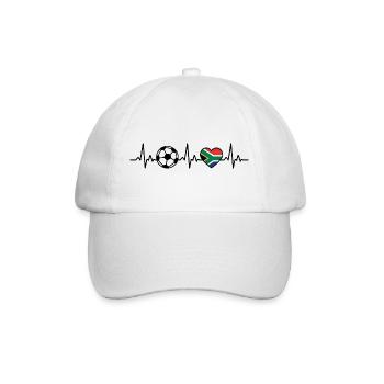 Südafrika Fußball Herzschlag Südafrika Flagge - Baseballkappe - Weiß/Weiß - Vorne