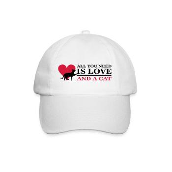 All you need is love and a cat - Baseballkappe - Weiß/Weiß - Vorne